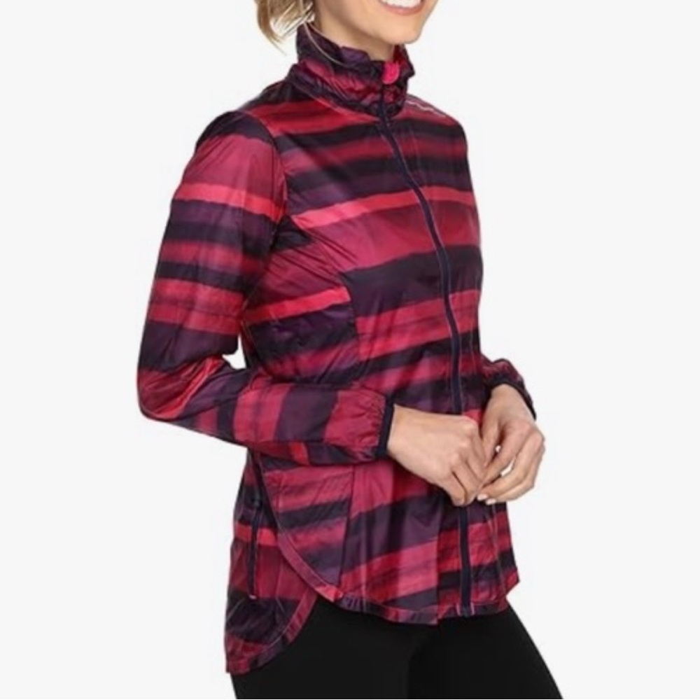 BROOKS navy berry striped lite shelter jacket women’s jacket